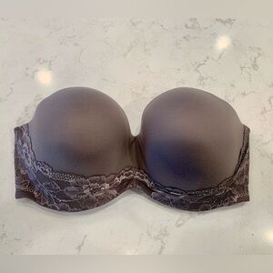 Victoria's Secret Lace Trim Strapless Bra - Grey